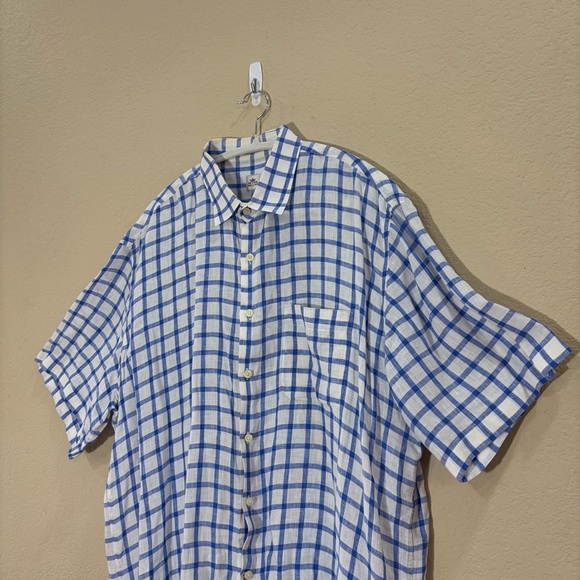 Peter Millar Men's Linen Short Sleeve Shirt Size XL Checked Preppy Boho Casual - Picture 2 of 11